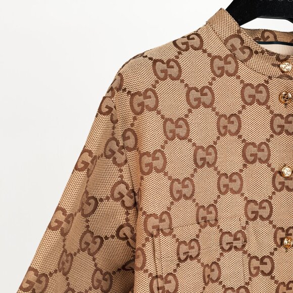 Gucci Camel Ebony Maxi GG Canvas Utility Shirt - Picture 5 of 15